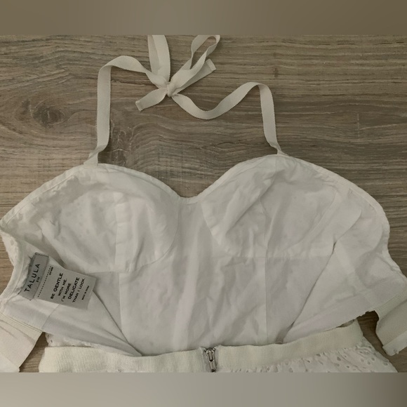 Talula White Eyelet Babydoll Fit & Flare Mini Sundress Dainty Feminine Peasant - Picture 11 of 16